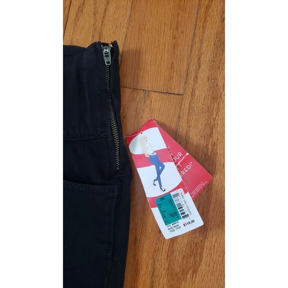 NWT Spanx The Signature Capri Jeans Black Cropped Side Zip Size 24 - Picture 5 of 8